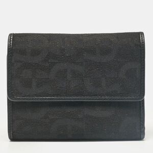 Aigner Black Monogram Fabric And Leather Trifold Wallet